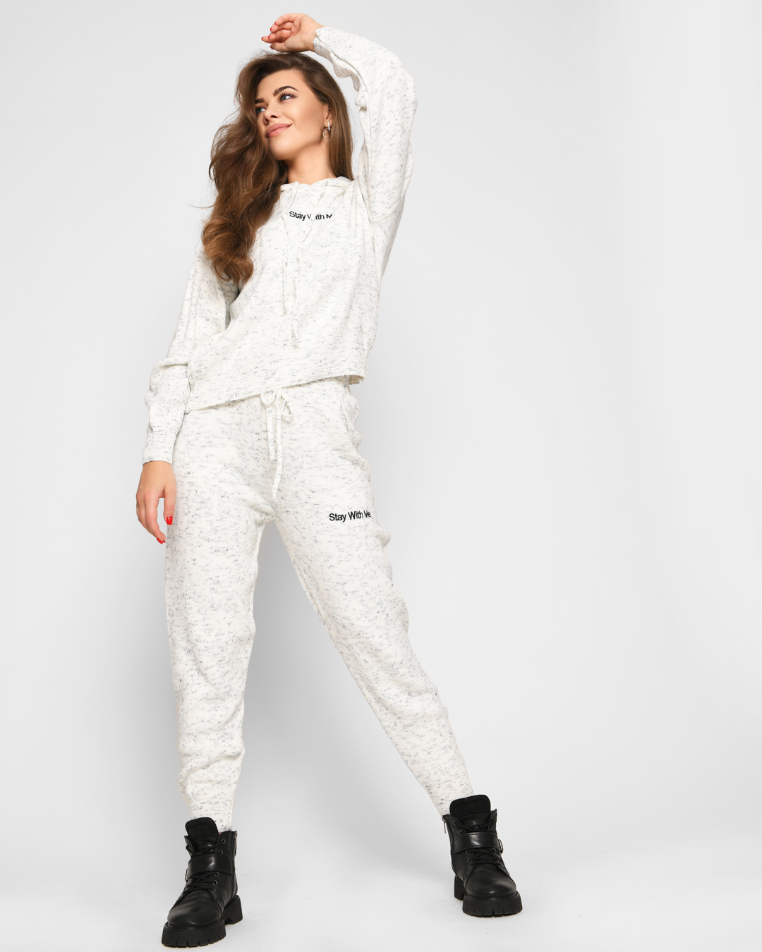 Мягкий меланжевый костюм с вышивкой 52061 xp-2508 Мягкий меланжевый костюм с вышивкой 52061 xp-2508